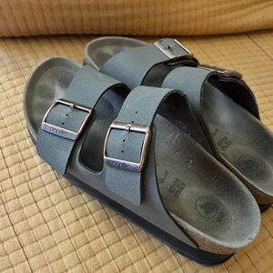 Papillio (Birkenstock) Women’s Charcoal Double-Buckle Slide Sandals